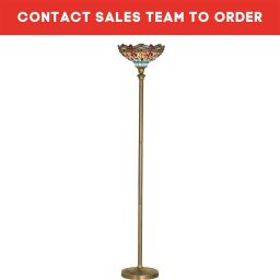 EU1285 Dragonfly Floor Lamp - Antique Brass & Stained Glass Searchlight