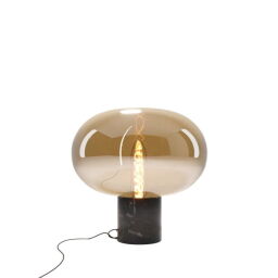 T0058 Lampa Stołowa Moonstone Amber Glass + Black Marble Maxlight 