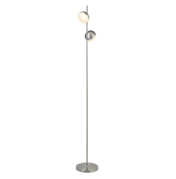 EU7452-2SS Tully 2Lt Floor Lamp - Satin Silver Metal & Frosted Shade Searchlight