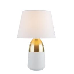 EU60340 Touch Table Lamp - Brushed Brass & Ivory Shade Searchlight