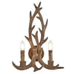 6412-2BR Stag 2Lt Kinkiet - drewno Finish Resin Searchlight