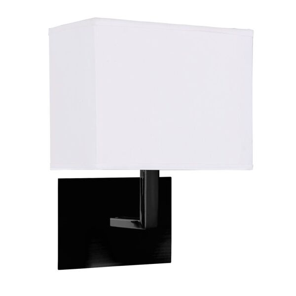 5519BK Hotel Wall Light - Matt Black Metal & White Fabric Shade Searchlight