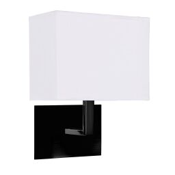 5519BK Hotel Wall Light - Matt Black Metal & White Fabric Shade Searchlight