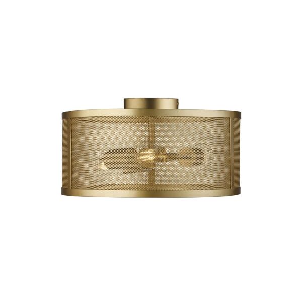 2843-3GO Fishnet 3Lt Drum Flush Lampa sufitowa - Matt złoty Mesh Searchlight