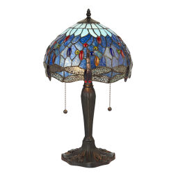 64090 Tiffany Dragonfly blue 2lt lampa stołowa Interiors1900 - rabaty 25% w koszyku