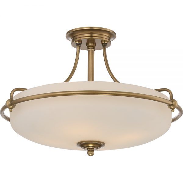 QZ-GRIFFIN-SFM-WS Griffin 4 Light Semi-Flush Light – wyblakły mosiądz Elstead - Mega RABATY w koszyku %