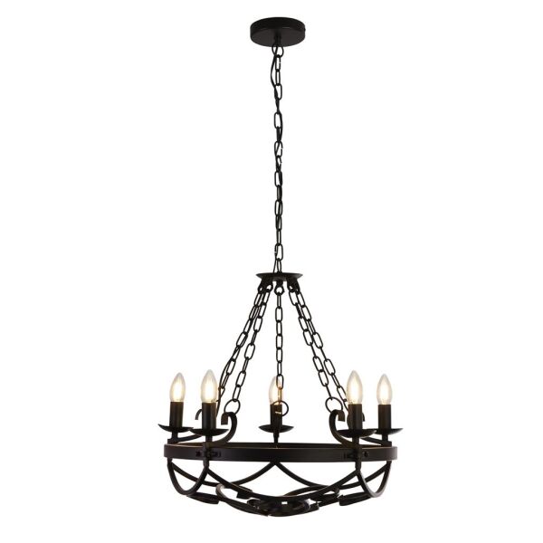 8905-5BK Cartwheel III 5Lt Lampa wisząca - czarny Wrought Iron Searchlight