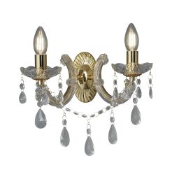 699-2 Marie Therese 2Lt Kinkiet - Polished Brass & kryształ Searchlight