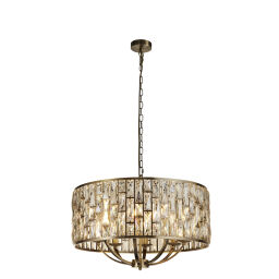 6588-8AB Bijou Antique Brass & Champagne Glass Large Pendant Light Searchlight