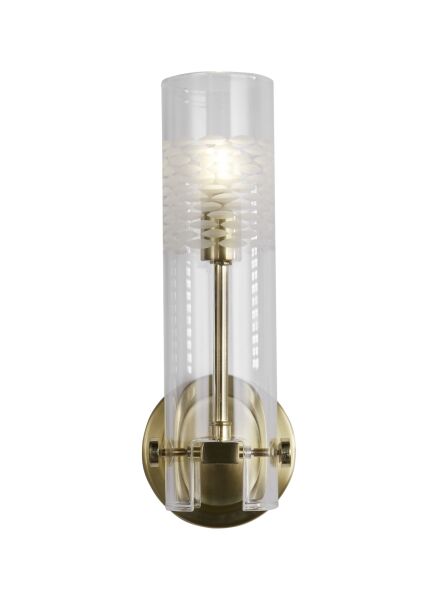 27981SB Scope Bathroom Wall Light - Satin Brass & Clear Etched Glass Searchlight