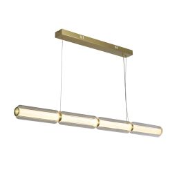 26254SB Mod LED Pendant, Satin Brass Metal, Opal Acrylic & Clear Gla Searchlight