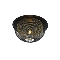 6840BGO Honeycomb Flush Lampa sufitowa - czarny Metal & złoty Mesh Searchlight