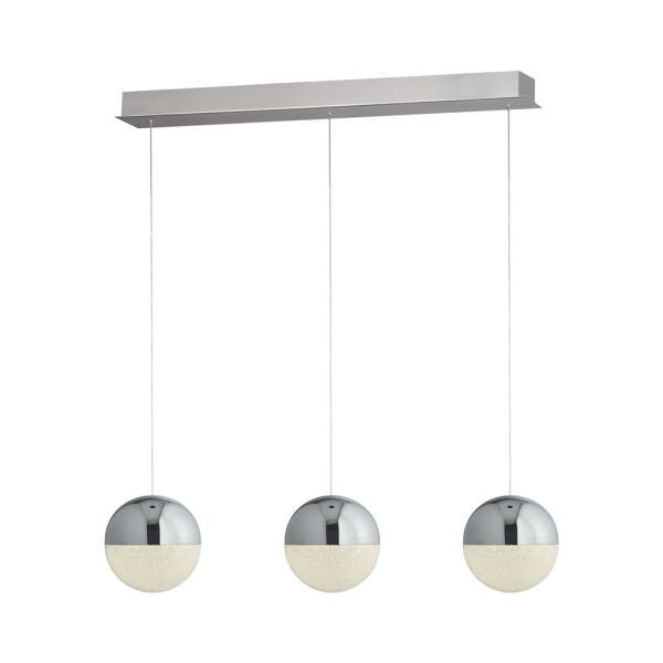 5843-3CC Marbles LED 3Lt Bar - Chrome, Crushed Ice Shade Searchlight