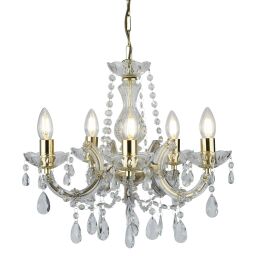 699-5 Marie Therese 5Lt Lampa wiszącaPolished Brass, Clear kryształ Searchlight