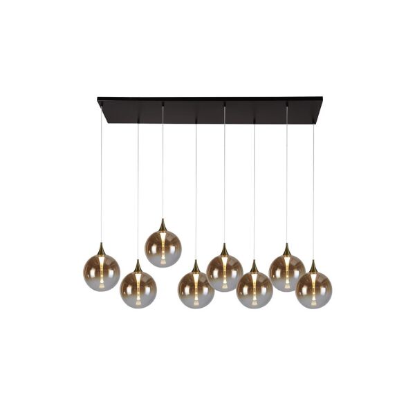 76410-8BK Alchemy 8 Light Black Bar Pendant Light With Amber Glass Searchlight