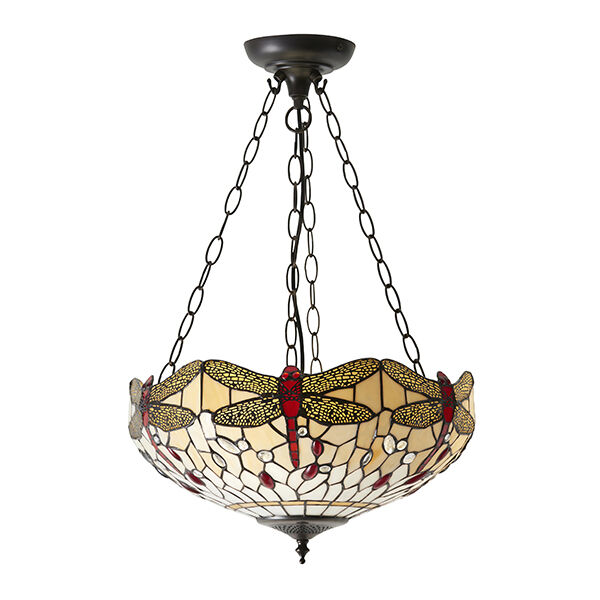 70759 Tiffany Dragonfly beige 3lt lampa wisząca Interiors1900 - MEGA rabaty w koszyku %