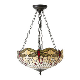 70759 Tiffany Dragonfly beige 3lt lampa wisząca Interiors1900 - MEGA rabaty w koszyku %