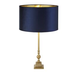EU81214AZ Whitby Table Lamp - Antique Brass & Navy Velvet Shade Searchlight