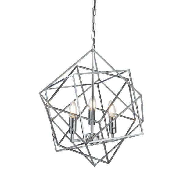 7863-3CC Cube 3Lt Lampa wisząca Lampa sufitowa - Polished Chrome Searchlight