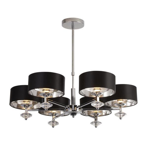 7656-6CC Ontario 6Lt Lampa wisząca - Chrome & czarny Shade Searchlight