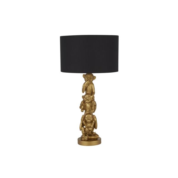 EU1030GO 3 Wise Monkey Lamp - Gold Base & Black Shade Searchlight