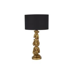 EU1030GO 3 Wise Monkey Lamp - Gold Base & Black Shade Searchlight