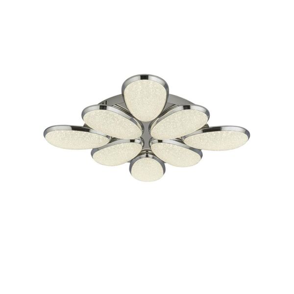 6218-8CC Lori LED 8Lt Flush - Chrome & Crushed Ice Effect Shade Searchlight