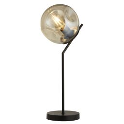 EU22121-1BK Punch Table Lamp - Black Metal & Champagne Punched Glass Searchlight
