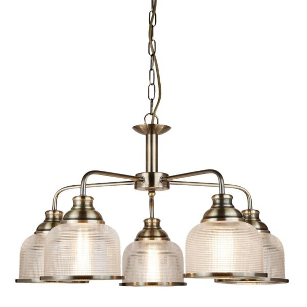 1685-5AB Bistro II 5Lt Lampa sufitowa - Brass & Halophane szkło Searchlight
