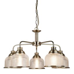 1685-5AB Bistro II 5Lt Lampa sufitowa - Brass & Halophane szkło Searchlight