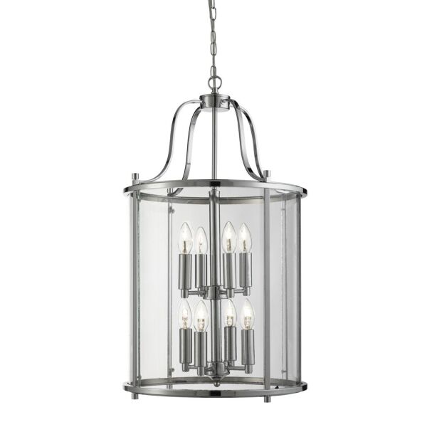 3068-8CC Lantern Grande 8Lt Lampa wisząca - Chrome & Clear szkło Searchlight