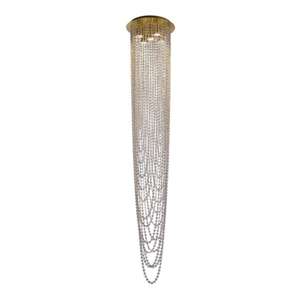 10883-5SB Swoop 5LT Pendant, Satin Brass & Clear Crystal Searchlight