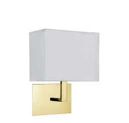 5519SB Hotel Wall Light - Satin Brass Metal & White Fabric Shade Searchlight