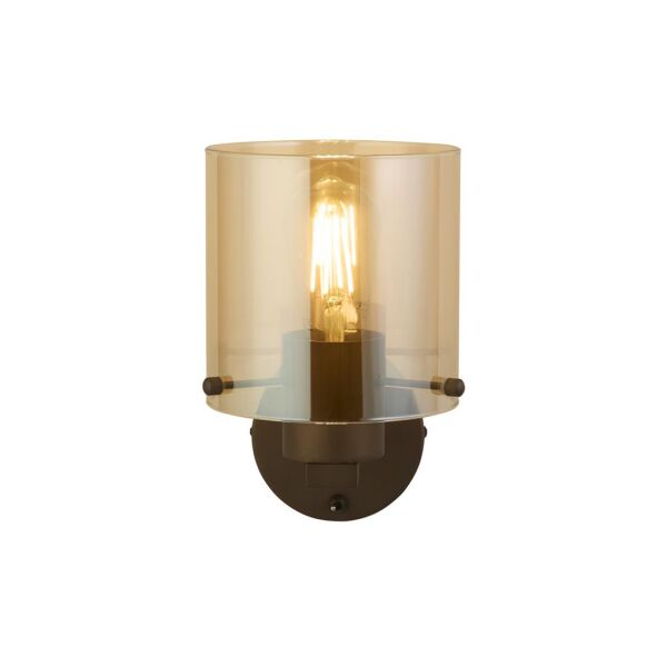 88912-1MO Sweden 1Lt Wall Light - Mocha Metal & Amber Glass Searchlight