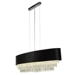 50818-8BK Glamour 8Lt Oval Pendant - Black Velvet & Clear Crystal Searchlight