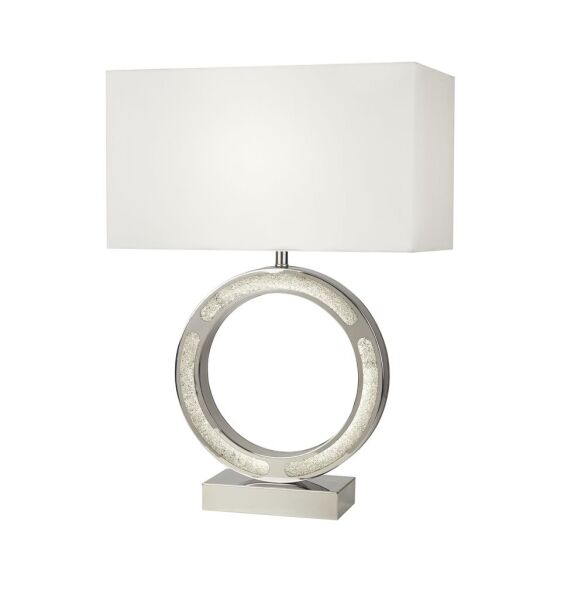 EU8971CC Alaska Lampa stołowa - Chrome & szkło Led Base & Fabric Shade Searchlight