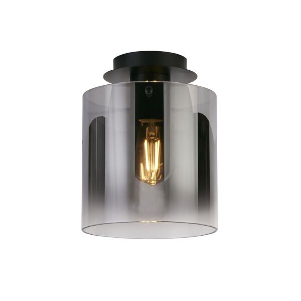 88911-1BK Sweden 1Lt Flush - Matt Black & Smoked Glass Searchlight