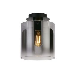 88911-1BK Sweden 1Lt Flush - Matt Black & Smoked Glass Searchlight