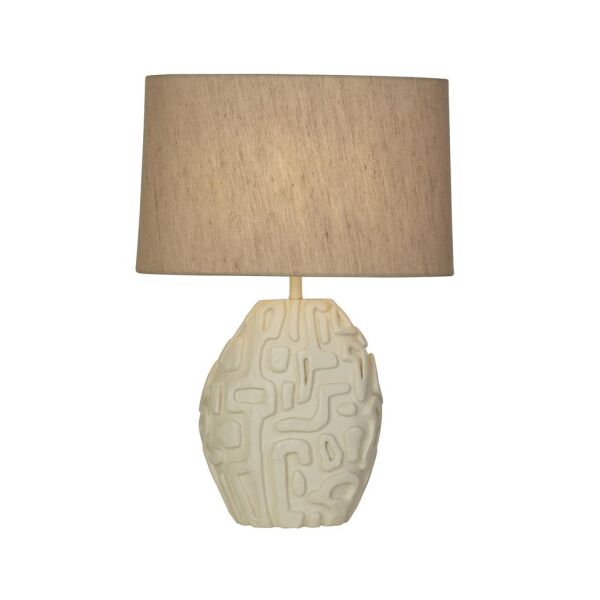 EU61520CR Adelaide Cream Resin Table Lamp With White Linen Shade Searchlight