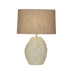 EU61520CR Adelaide Cream Resin Table Lamp With White Linen Shade Searchlight