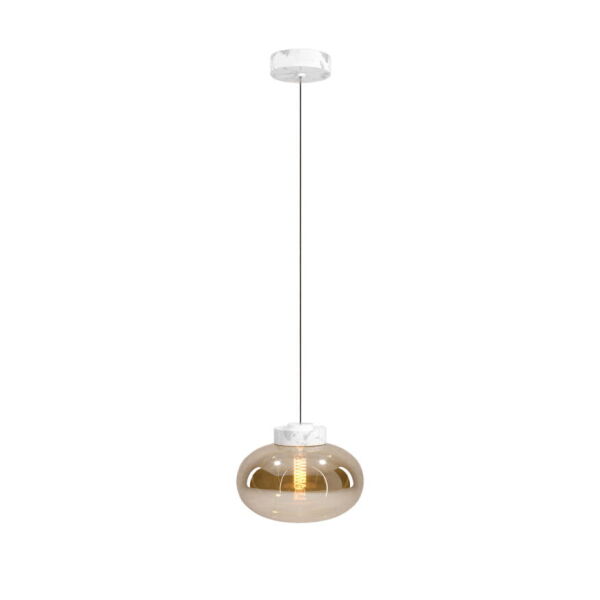 P0518 Lampa Wisząca Moonstone Amber Glass+white Marble Maxlight 