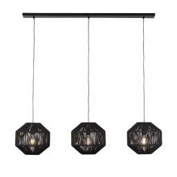 11201-3BK Wicker 3Lt Bar Lampa wisząca -Natural Rope Searchlight