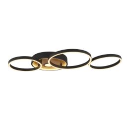 36305-1BK Curio Flush Ceiling Light - Black Metal & Wood Searchlight