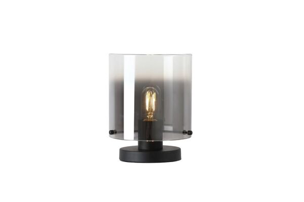 EU88913-1BK Sweden 1Lt Table Lamp, Matt Black Metal with Smoked Ombre Gl Searchlight