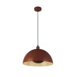 35410OR Mars 1LT Pendant, Burnt Orange Metal & Cream Inner 25cm Searchlight