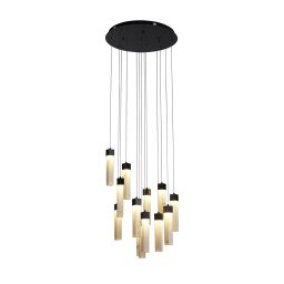 10879-13BK Moonbeam 13Lt Pendant, Black Metal & Marbleised Resin Searchlight