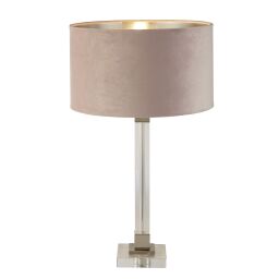 EU67521PI Scarborough Table Lamp - Crystal, Satin Nickel & Pink Velvet Searchlight
