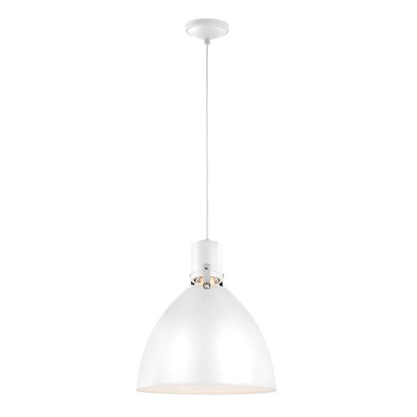 FE-BRYNNE-P-FWH Lampa wisząca LED Brynne 1 Light Medium – Płaska biel Elstead - Mega RABATY w koszyku %