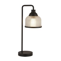 EU1351-1BK Highworth Table Lamp - Matt Black & Holophane Glass Searchlight