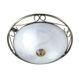 6436 Weybridge Ceiling Flush - antyczny mosiądz & Alabaster szkło Searchlight